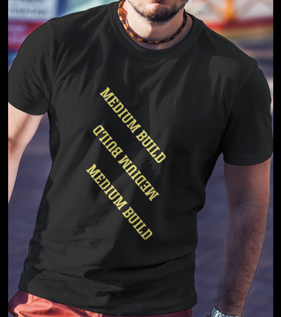 Medium Build Reversed Text Graphics Repetition T-Shirt