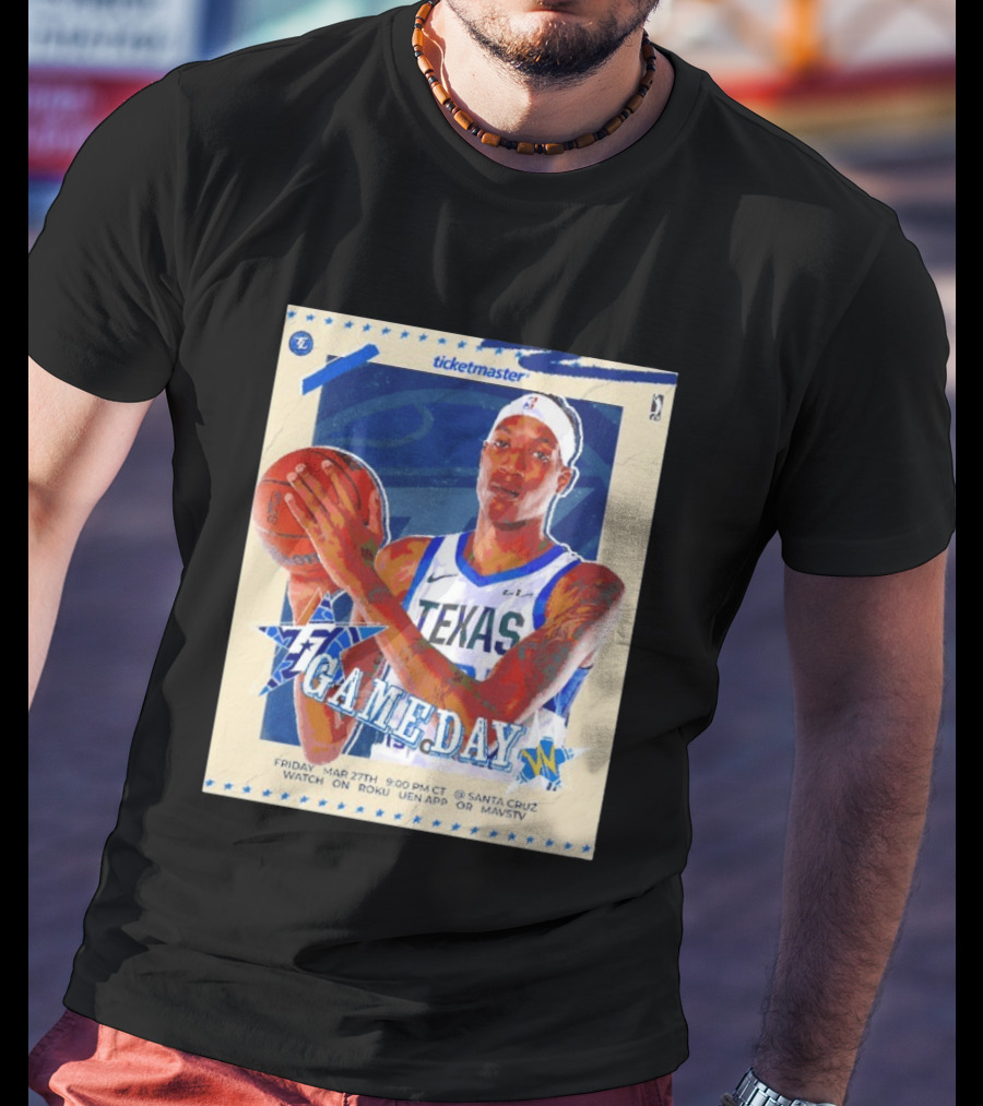Jamarion Sharp Texas Legends Game Day March 27 Santa Cruz NBA Roku UEN APP MAVSTV T-Shirt