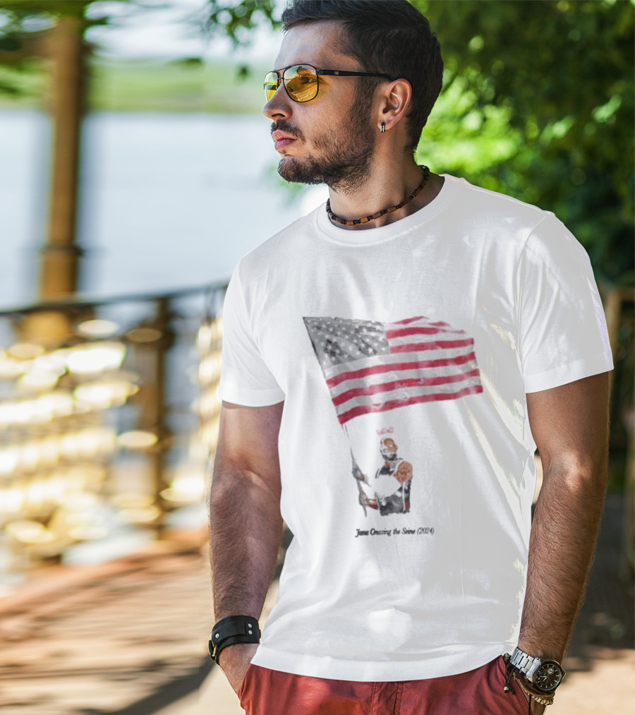 James Crossing The Seine 2024 American Flag T-Shirt