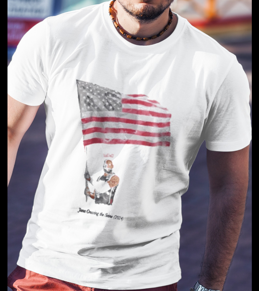 James Crossing The Seine 2024 American Flag T-Shirt