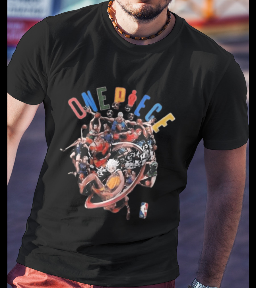 NBA One Piece Crossover 2026 Anime Sports Characters Collaboration T-Shirt