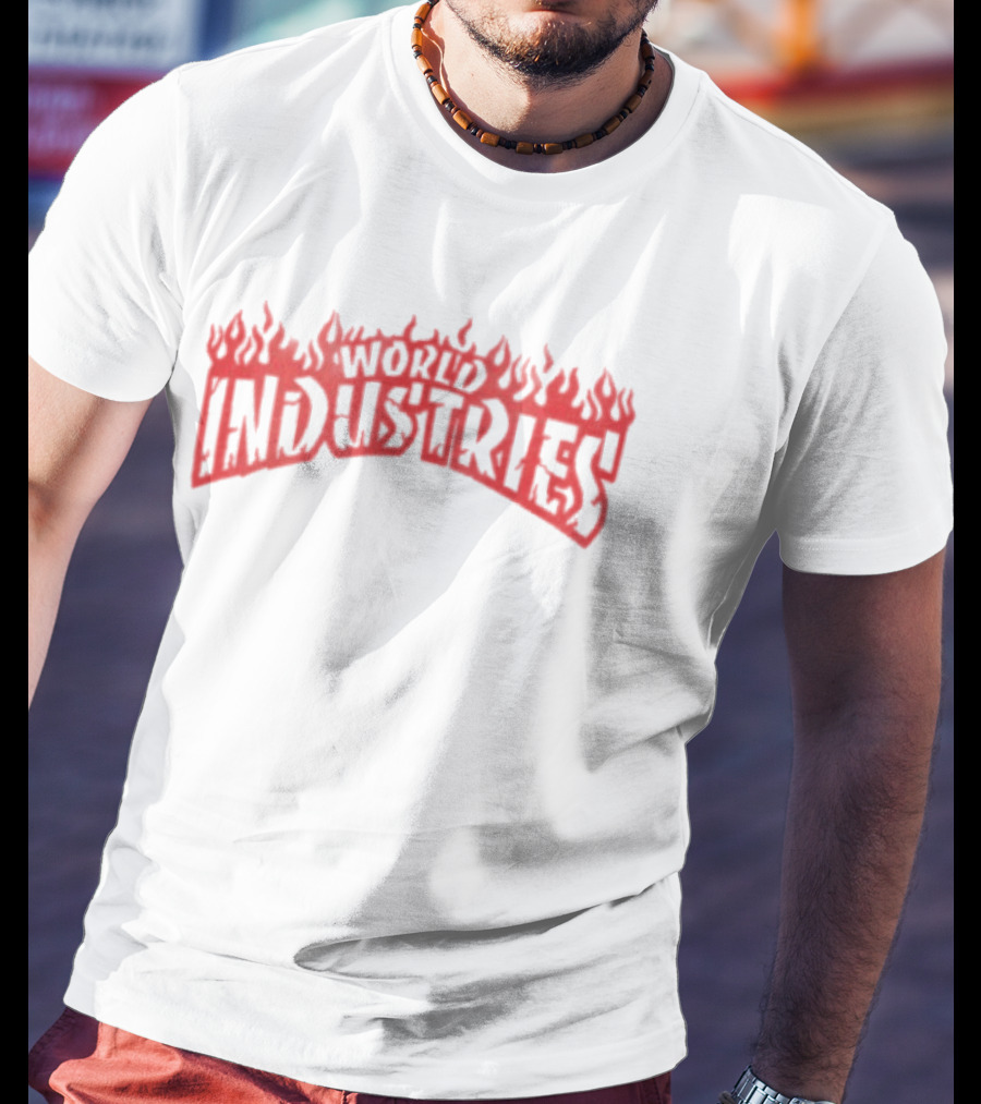 World Industries Flame Text Red T-Shirt