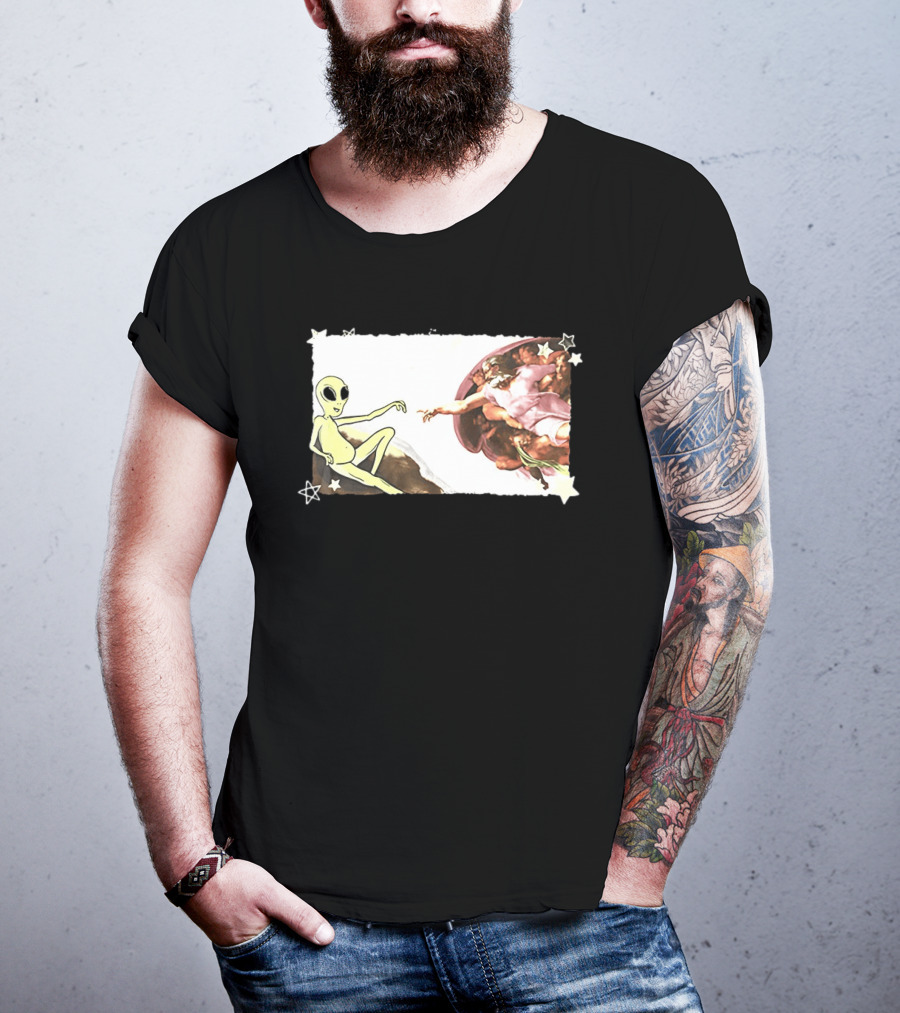 Big And Tall The Creation Of Aliens Extraterrestrial Renaissance Humor T-Shirt