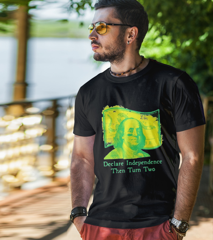 Declare Independence Then Turn Two Benjamin Franklin Join Or Die Snake Flag T-Shirt