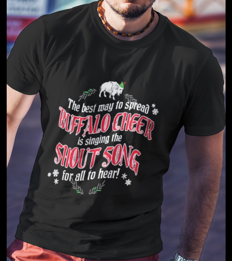Buffalo Cheer Christmas Shout Song Reindeer Snowflakes T-Shirt