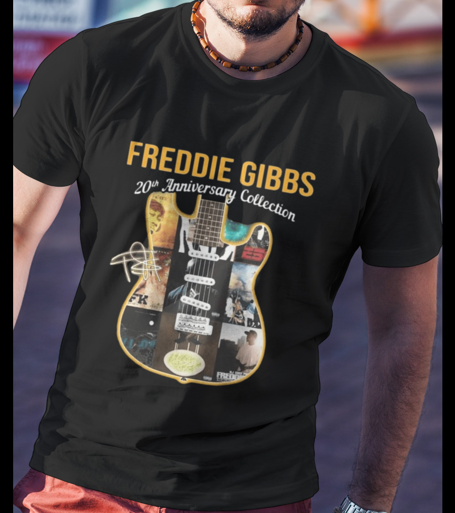 Freddie Gibbs 20th Anniversary Collection Guitar Album T-Shirt
