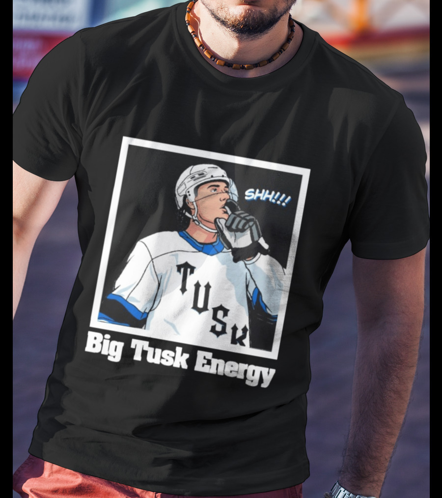 Big Tusk Energy Hockey Shhh Tusk Player White Uniform T-Shirt