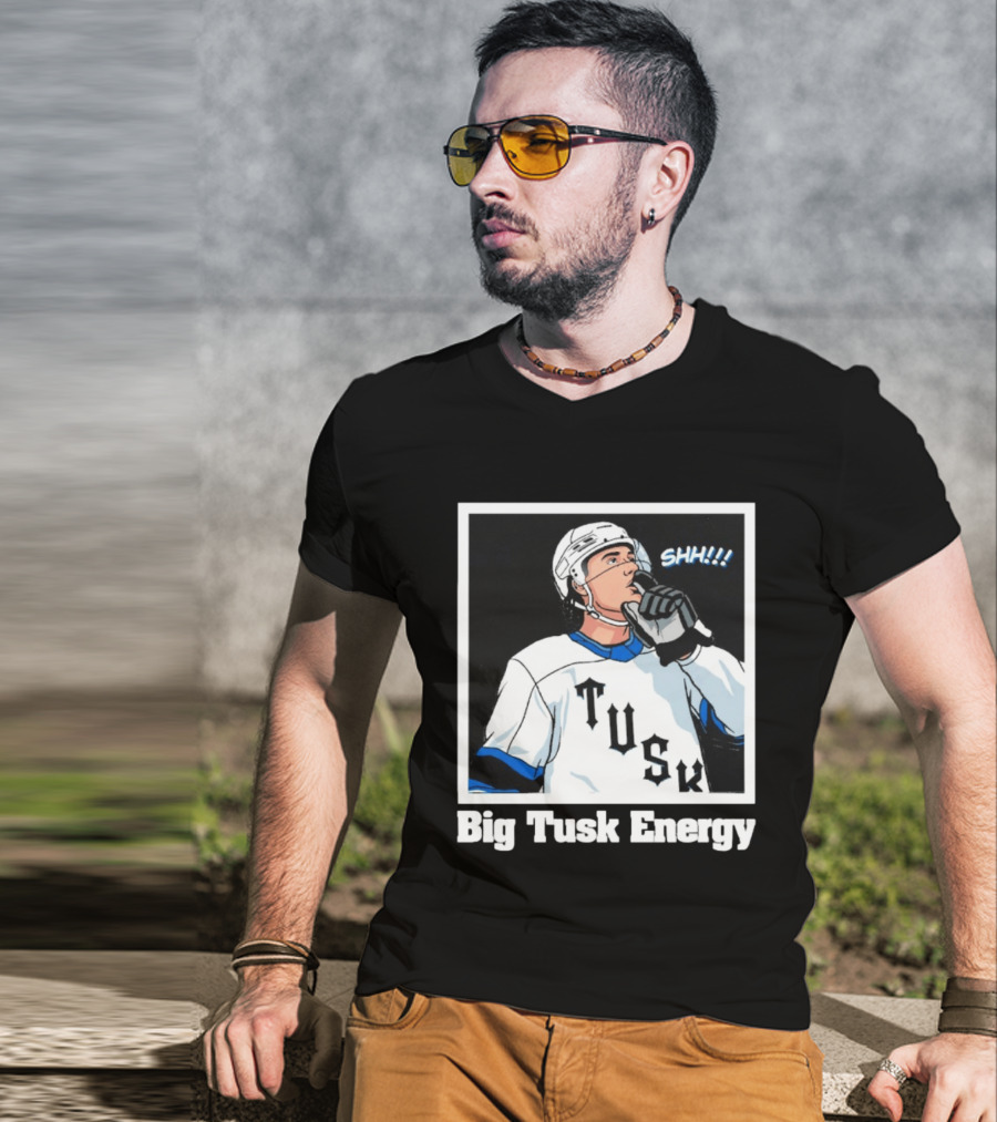 Big Tusk Energy Hockey Shhh Tusk Player White Uniform T-Shirt