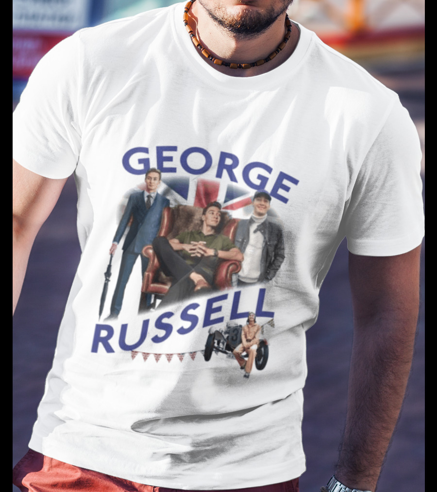 George Russell Formula 1 Driver Fashion And Lifestyle Collage T-Shirt