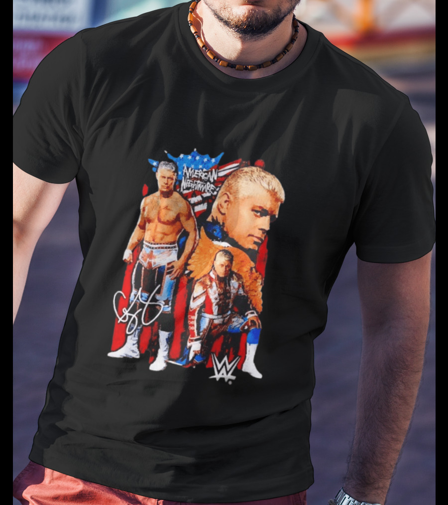 WWE Cody Rhodes American Nightmare Collage Patriotic Wrestling Iconic Signature T-Shirt