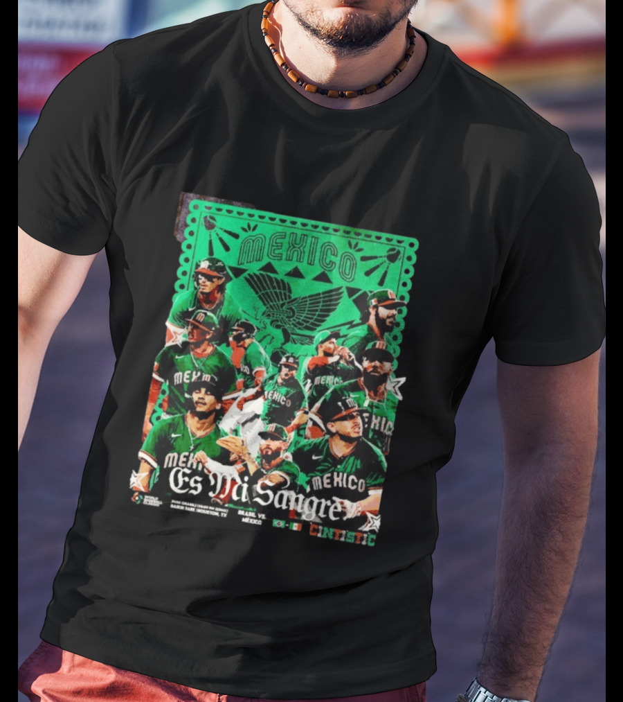 Mexico Es Mi Sangre 2026 World Baseball Classic Brasil Houston Baseball Players T-Shirt