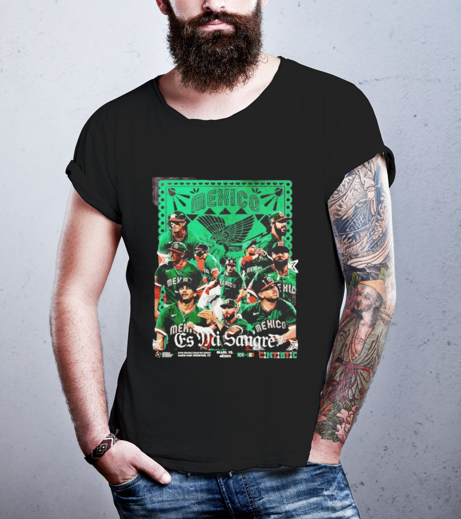 Mexico Es Mi Sangre 2026 World Baseball Classic Brasil Houston Baseball Players T-Shirt