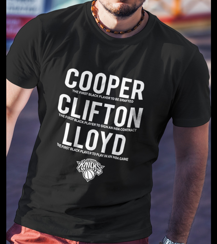 New York Knicks NBA 75th Anniversary Cooper Clifton Lloyd Pioneers T-Shirt