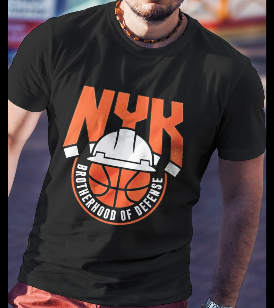 NYK Brotherhood Of Defense Hard Hat Basketball New York Knicks T-Shirt