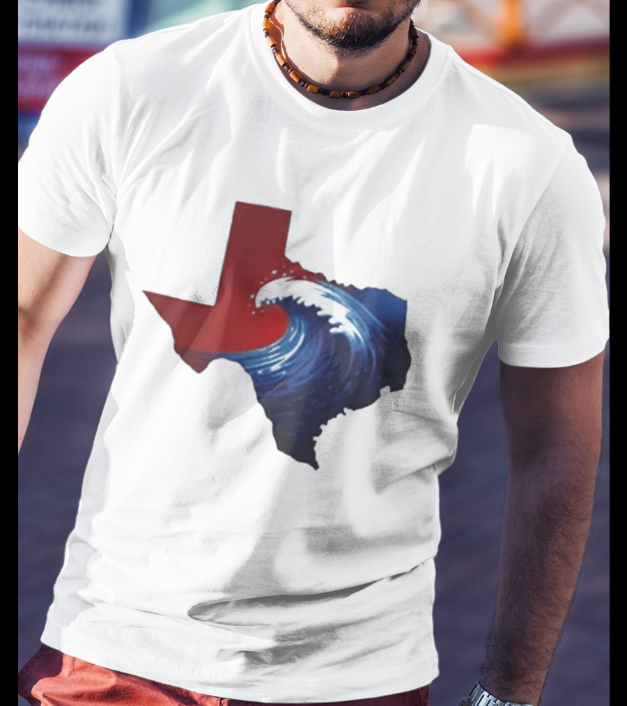 Texas Blue Wave Democrat Red State Map Wave Banner T-Shirt