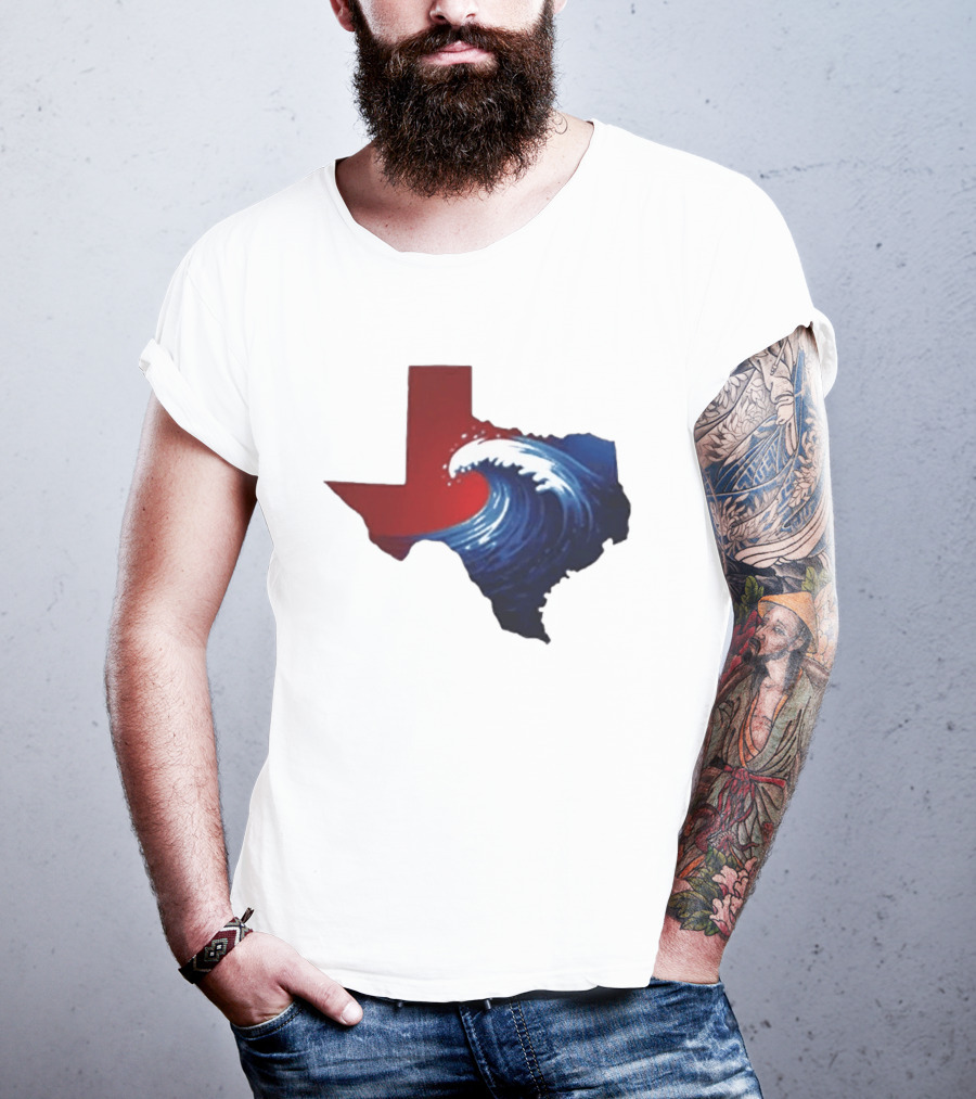 Texas Blue Wave Democrat Red State Map Wave Banner T-Shirt