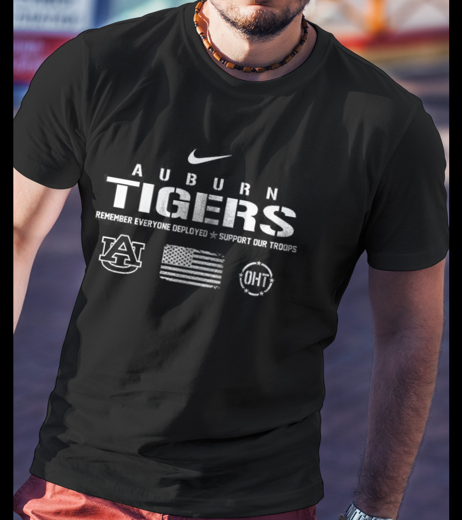 Nike Auburn Tigers Remember Everyone Deployed Support Our Troops USA Flag T-Shirt