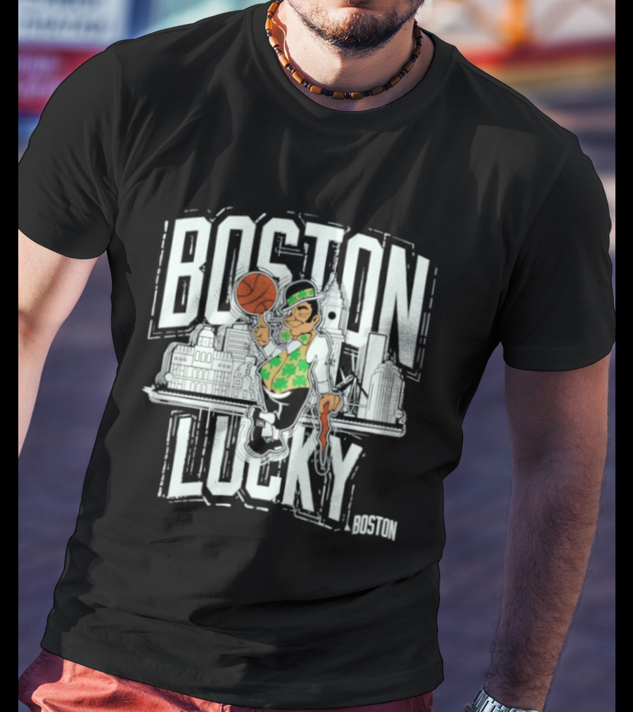 Boston Celtics Lucky City Basketball Skyline T-Shirt