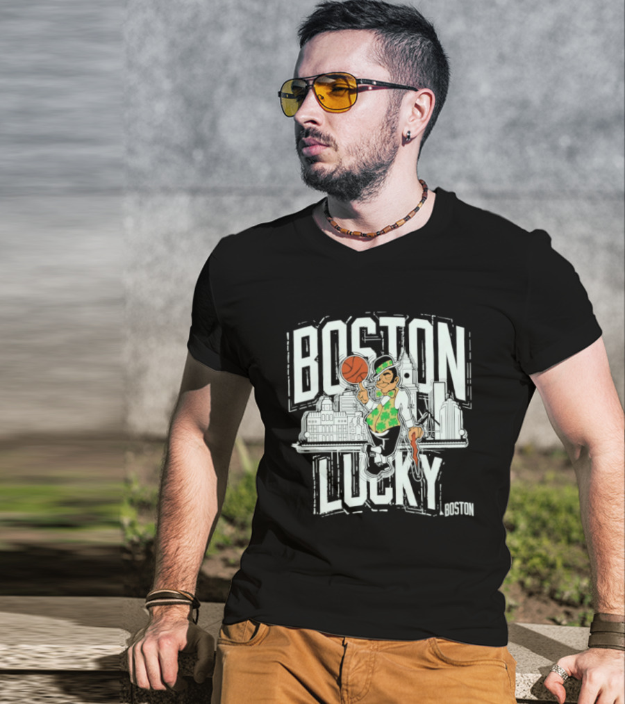 Boston Celtics Lucky City Basketball Skyline T-Shirt