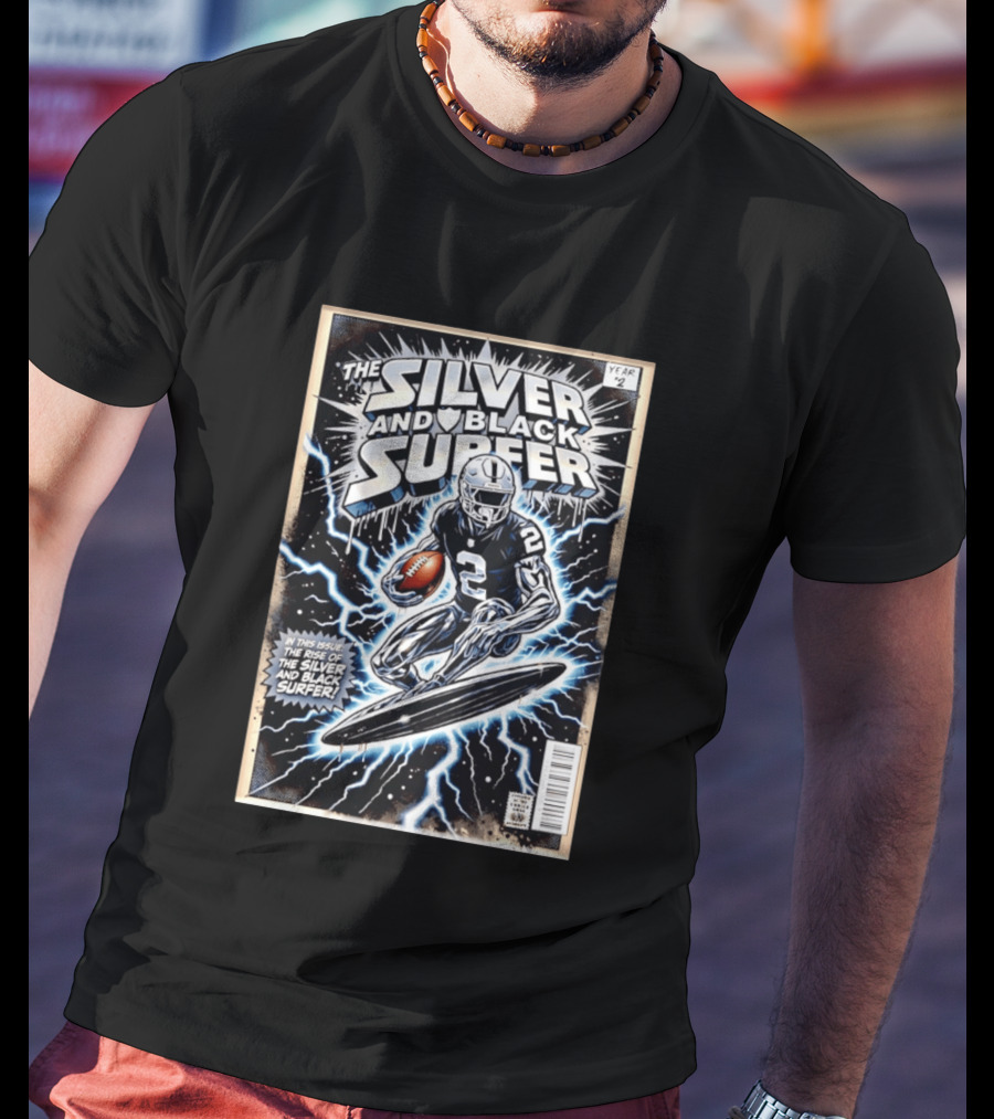 Las Vegas Raiders The Silver And Black Surfer Year Two Comic Edition T-Shirt