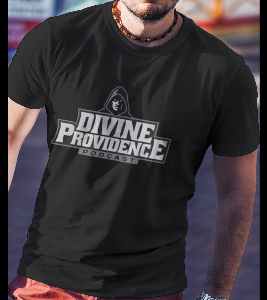 Divine Providence Podcast Emblem With Hooded Figure T-Shirt