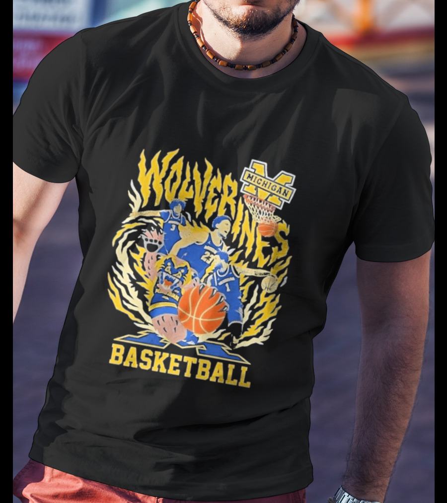 Michigan Wolverines NCAA Final Four 2026 Basketball Players Bear T-Shirt