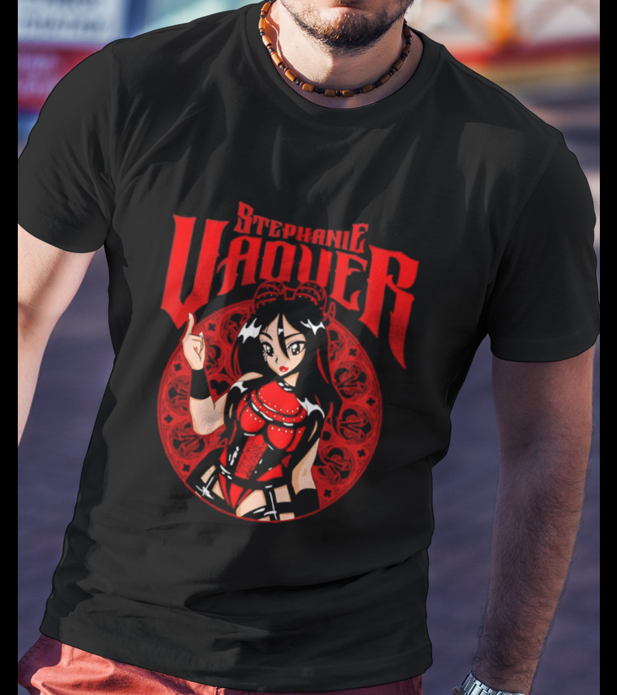 Stephanie Vaquer WWE Anime Style Character Art Red Lettering T-Shirt
