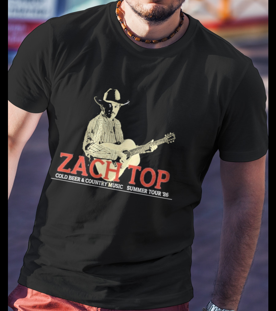 Zach Top Cold Beer Country Music Summer Tour 2026 Cowboy Guitar T-Shirt