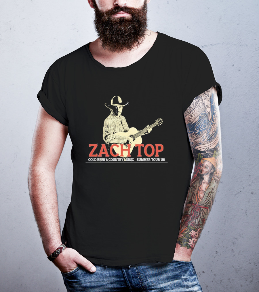 Zach Top Cold Beer Country Music Summer Tour 2026 Cowboy Guitar T-Shirt