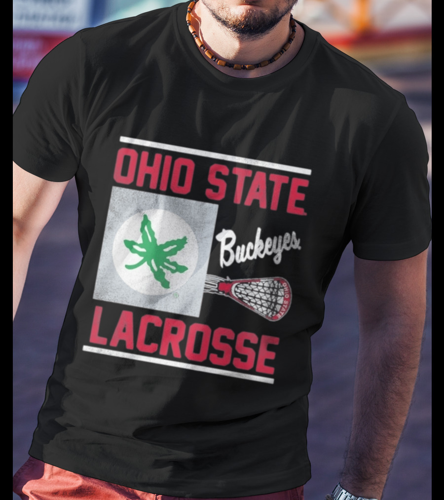Ohio State Buckeyes Lacrosse Team Stick With Green Leaf T-Shirt