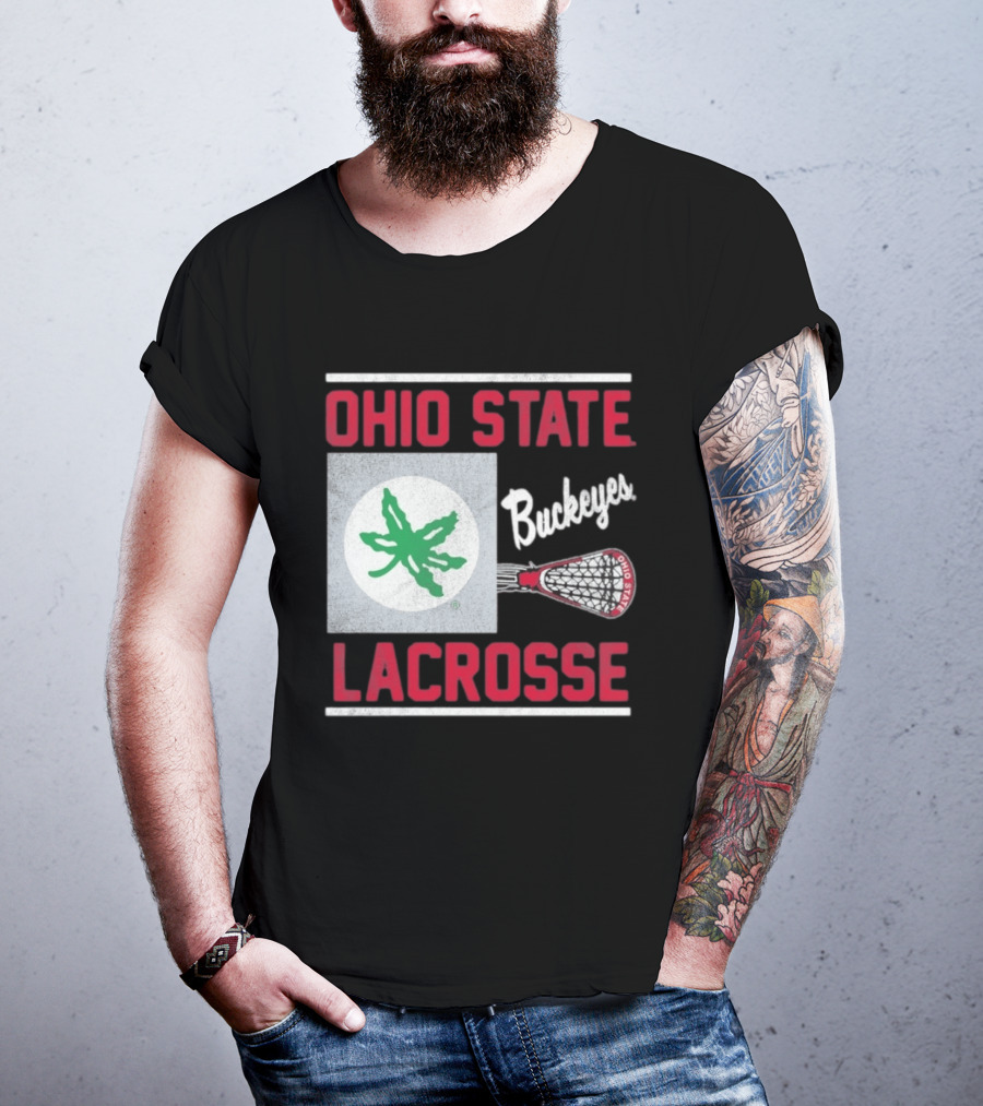 Ohio State Buckeyes Lacrosse Team Stick With Green Leaf T-Shirt
