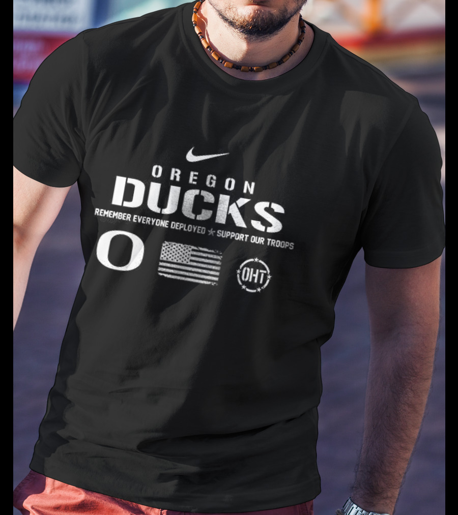 Nike Oregon Ducks Remember Everyone Deployed Support Our Troops Red Friday T-Shirt