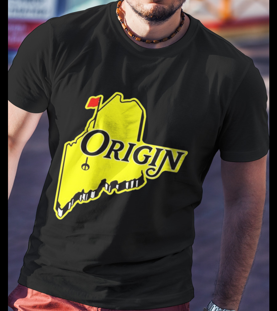 Origin USA Masters Golf Yellow Maine Flag Map T-Shirt