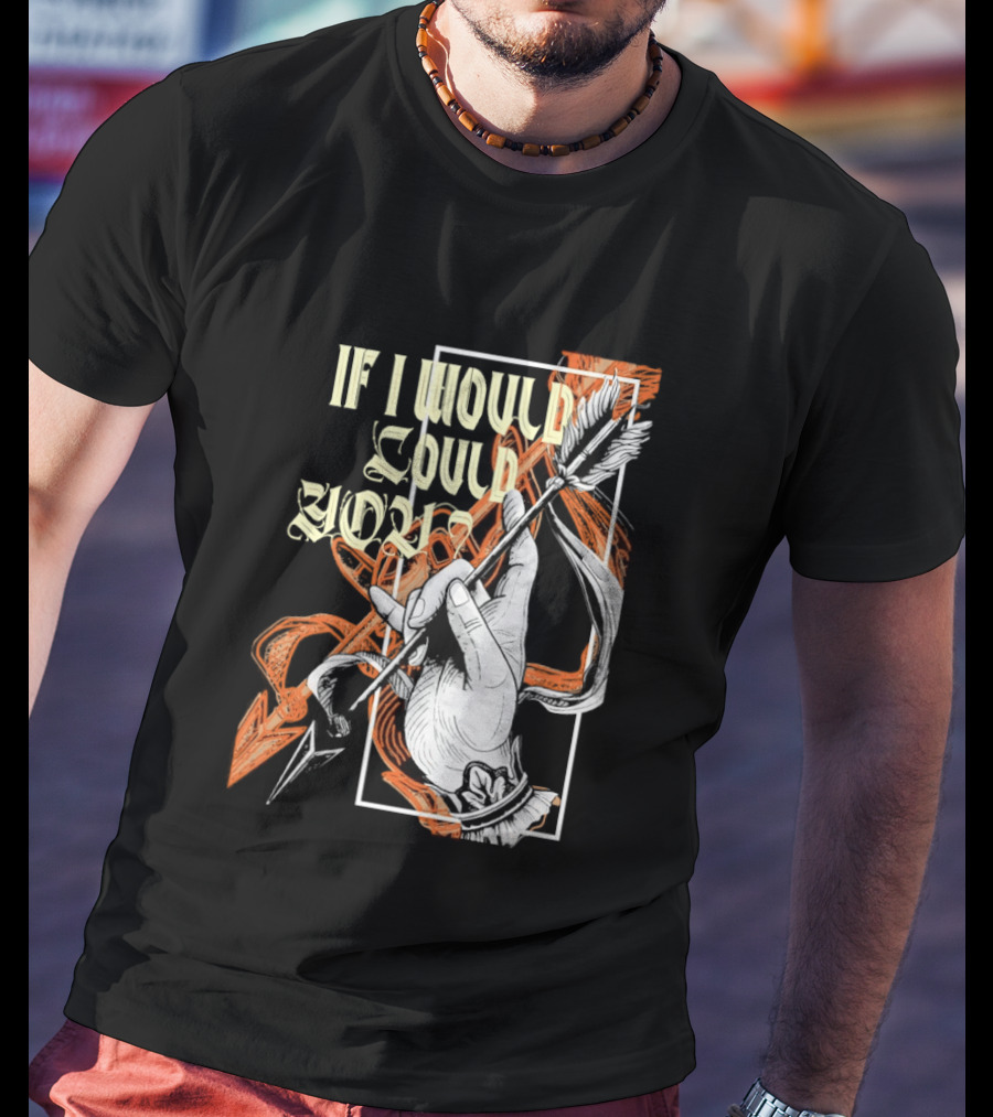 If I Would Could You Retro Hand Drawn Arrow Motif T-Shirt