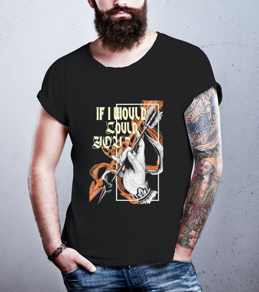If I Would Could You Retro Hand Drawn Arrow Motif T-Shirt