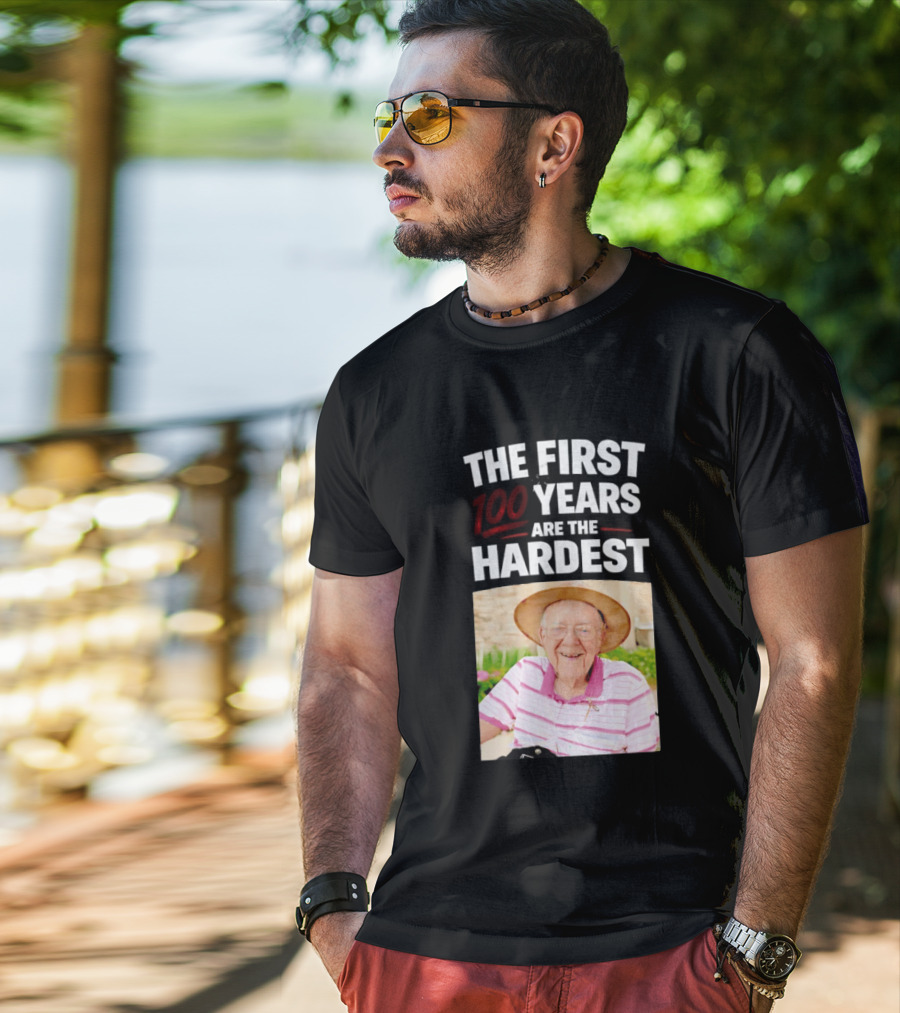 The First 100 Years Are The Hardest With Smiling Elderly Man T-Shirt