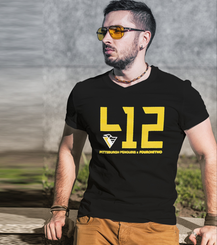 Pittsburgh Penguins 412 Fouronetwo Yellow Number T-Shirt