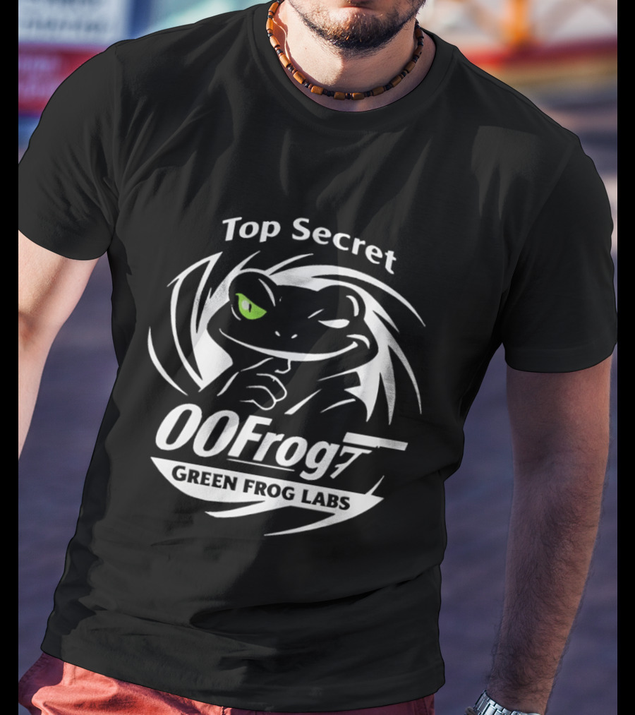 Top Secret 00Frog7 Green Frog Labs Covert Agent Frog T-Shirt