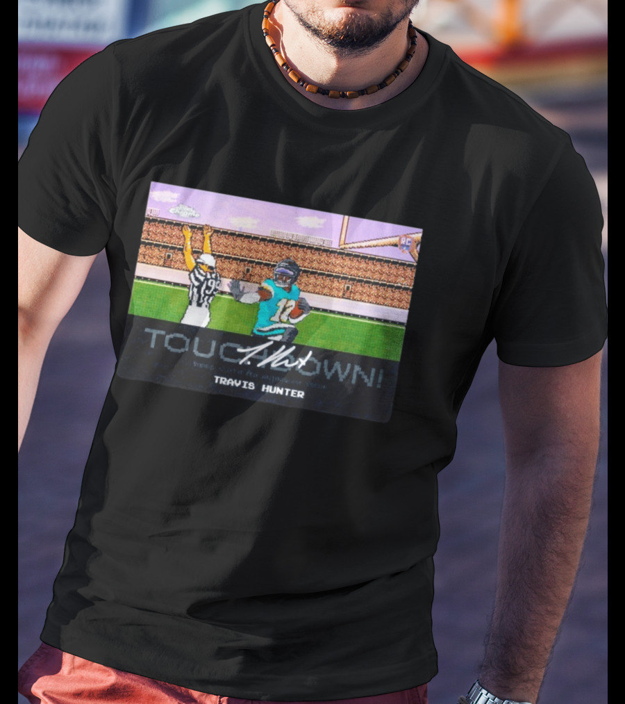 TOUCHDOWN Travis Hunter Jacksonville Jaguars Topps Chrome Rookie Card T-Shirt