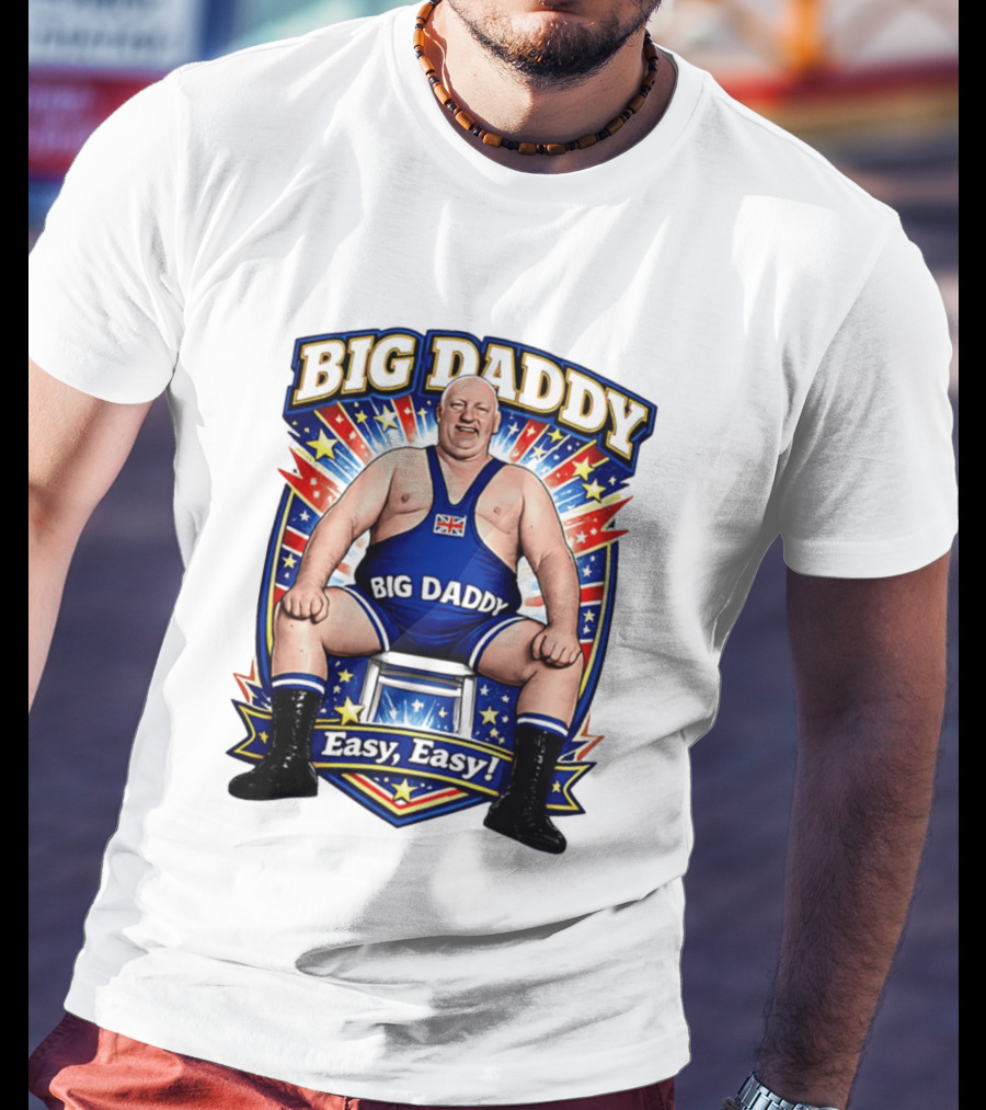Big Daddy Easy Easy British Wrestler Stars Stripes T-Shirt