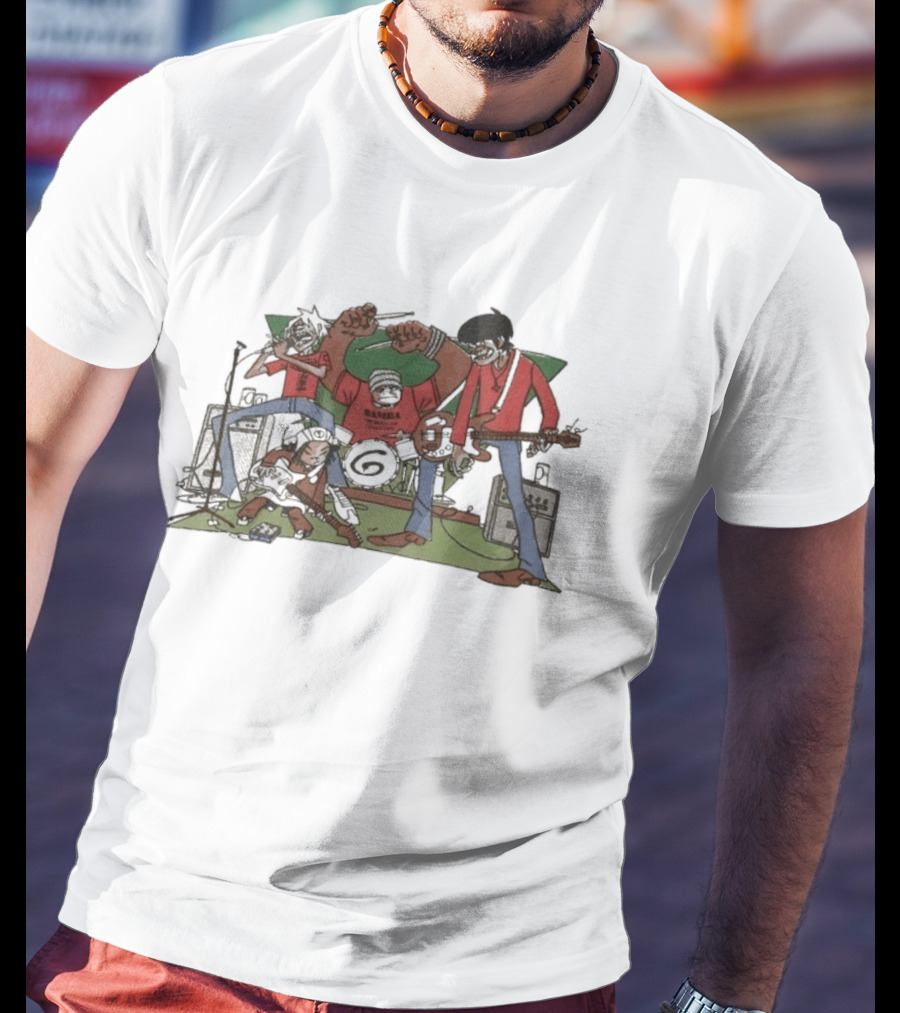Gorillaz Character Band Illustration With Instruments T-Shirt