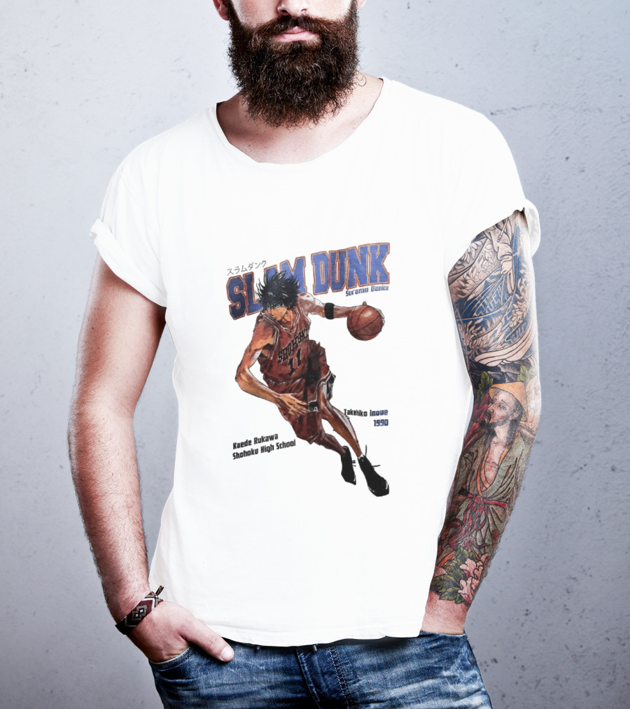 Slam Dunk Kaede Rukawa Shohoku High School Basketball Anime Character Japan T-Shirt
