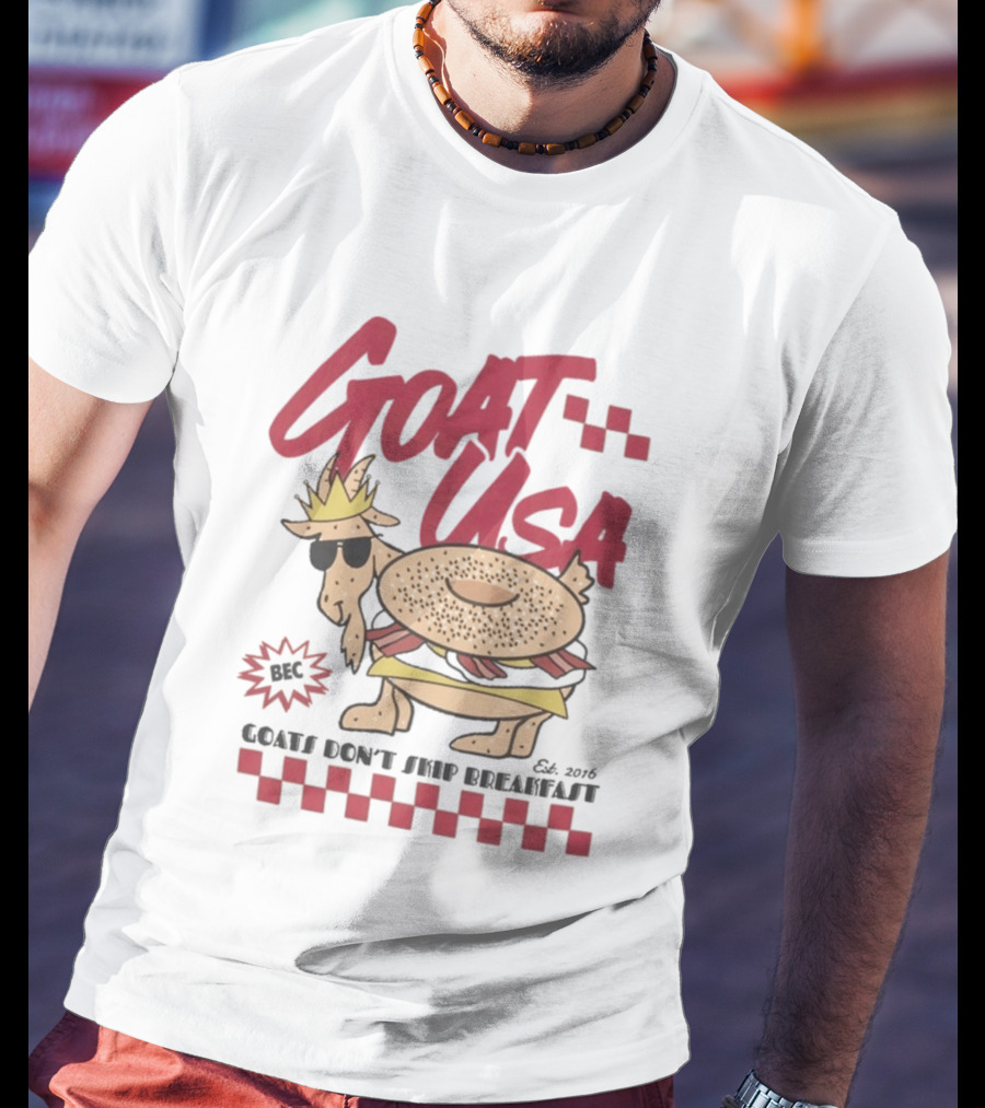 GOAT USA Bagel Goat Goats Don't Skip Breakfast T-Shirt