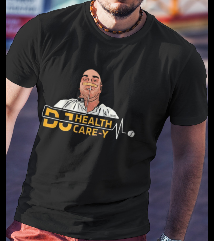 DJ Health Care Y With Medical Face Mask And Stethoscope Line T-Shirt