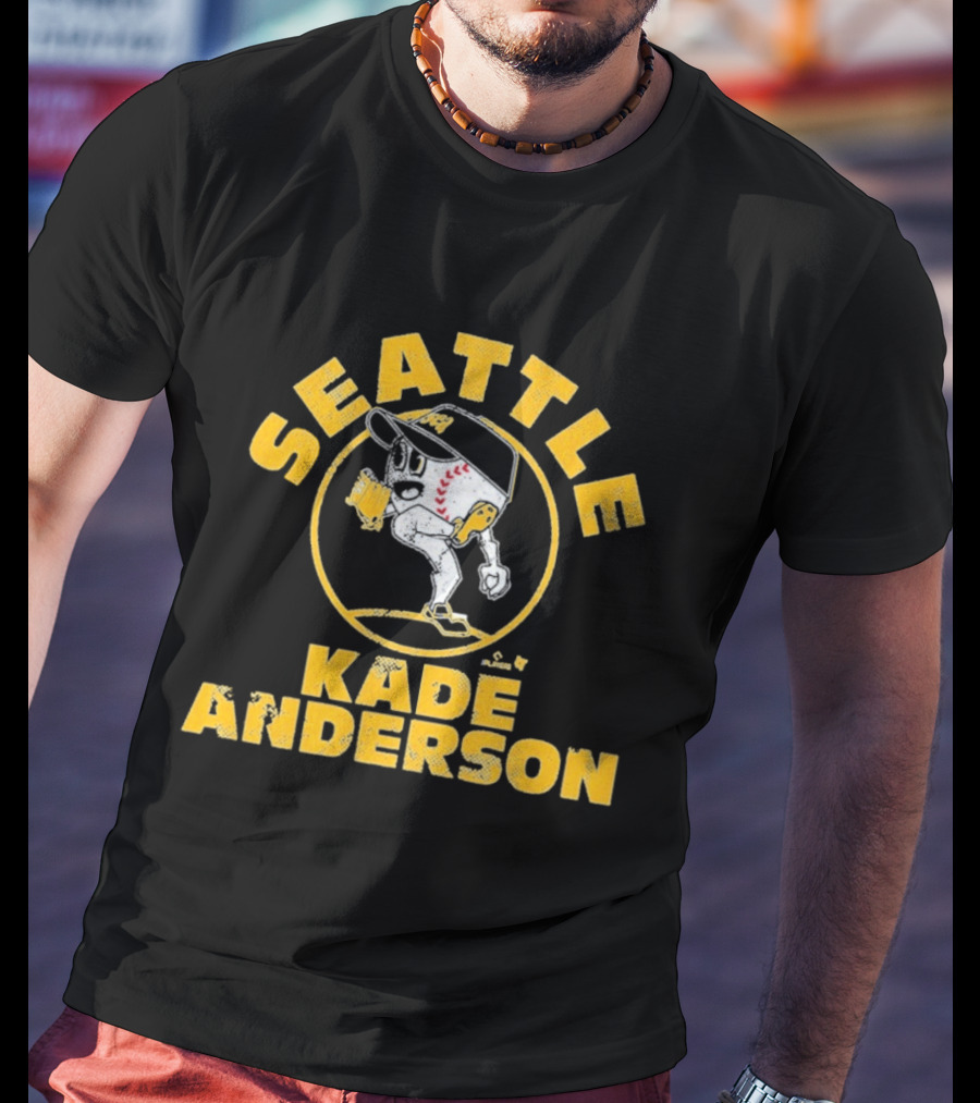 Seattle Kade Anderson Vintage Baseball Motif T-Shirt