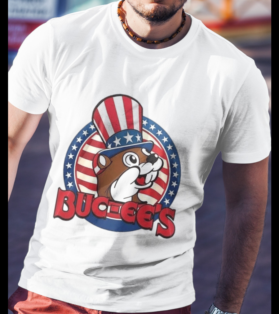 Buc Ee's Patriotic Uncle Sam Beaver USA Stars And Stripes 250th Anniversary T-Shirt