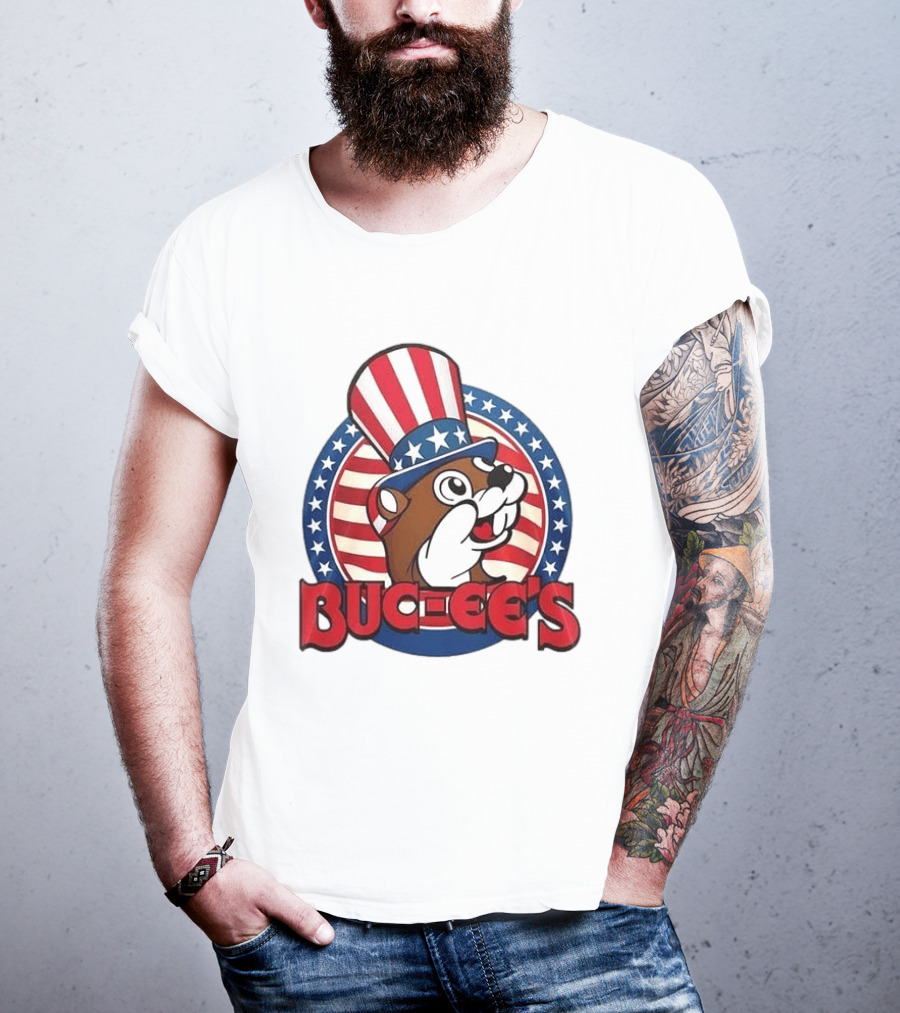 Buc Ee's Patriotic Uncle Sam Beaver USA Stars And Stripes 250th Anniversary T-Shirt
