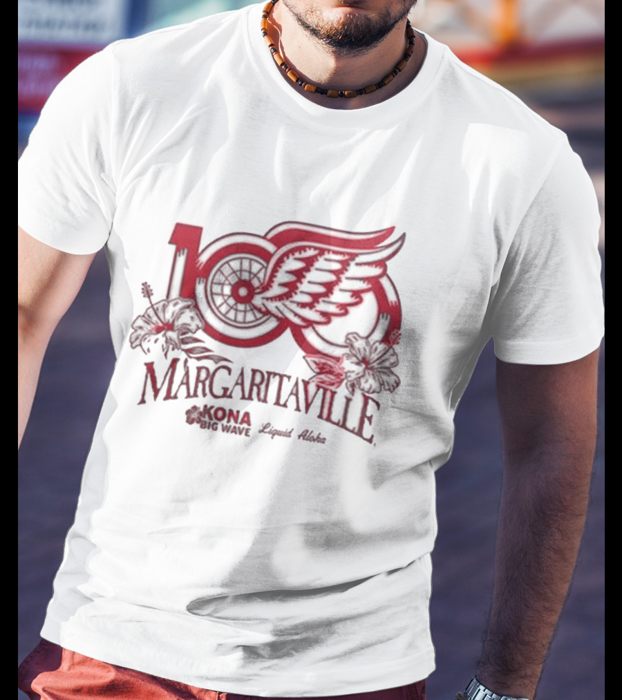 Detroit Red Wings Margaritaville 2026 Corona Hockey Collaboration T-Shirt