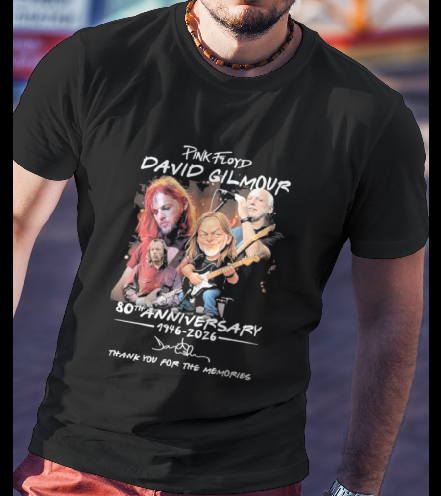 Pink Floyd David Gilmour 80th Anniversary 1946 2026 Thank You For The Memories T-Shirt