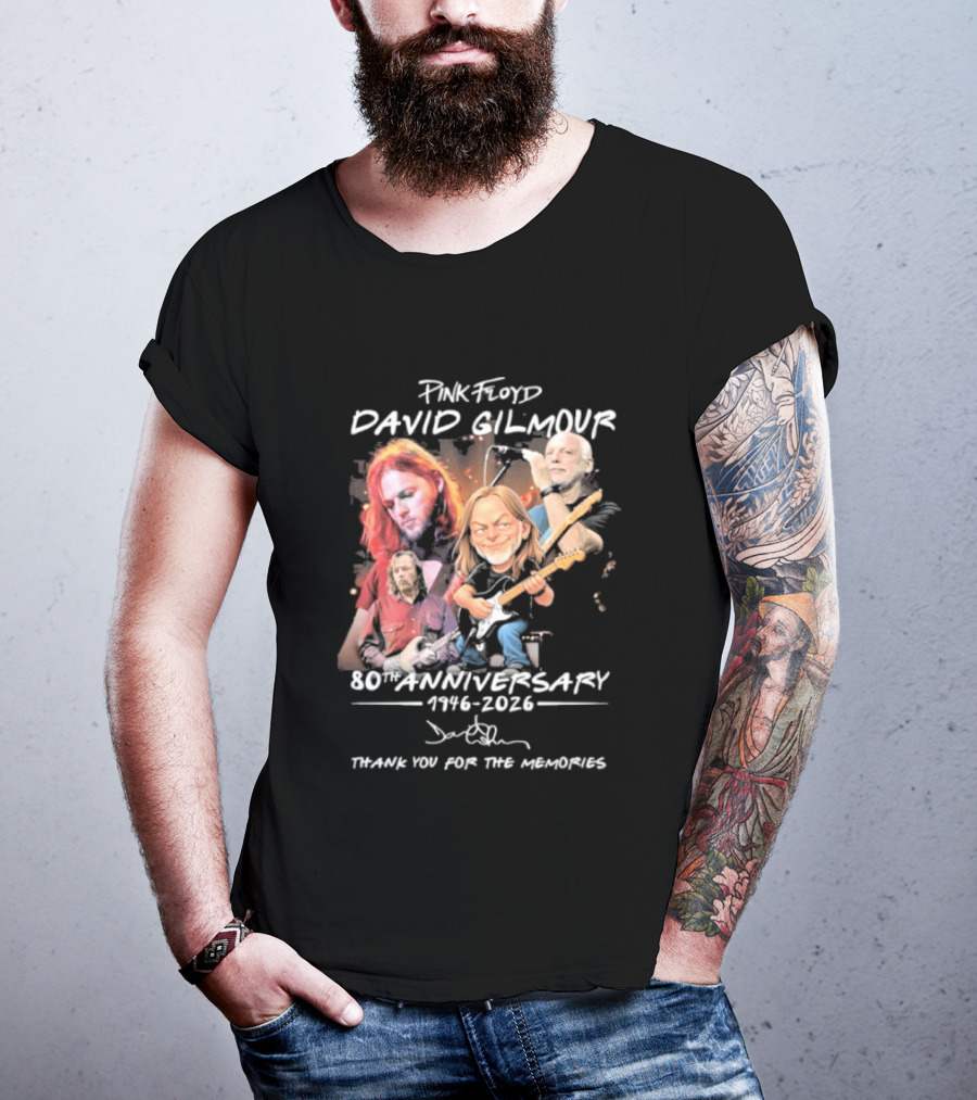 Pink Floyd David Gilmour 80th Anniversary 1946 2026 Thank You For The Memories T-Shirt
